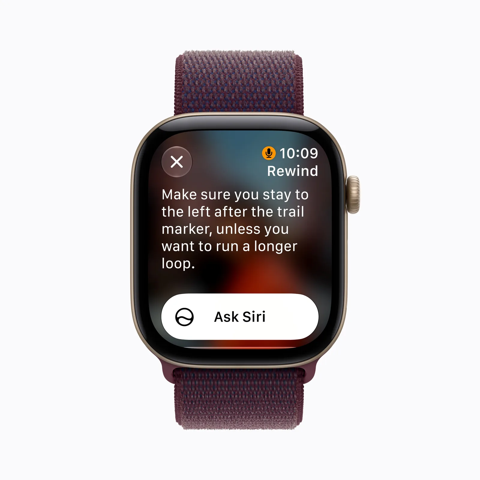 Live Rewind showing recently spoken words on the Apple Watch screen