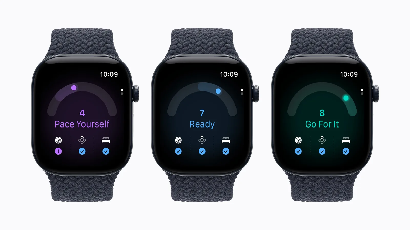 The Readiness score on three Apple Watch Series 12
