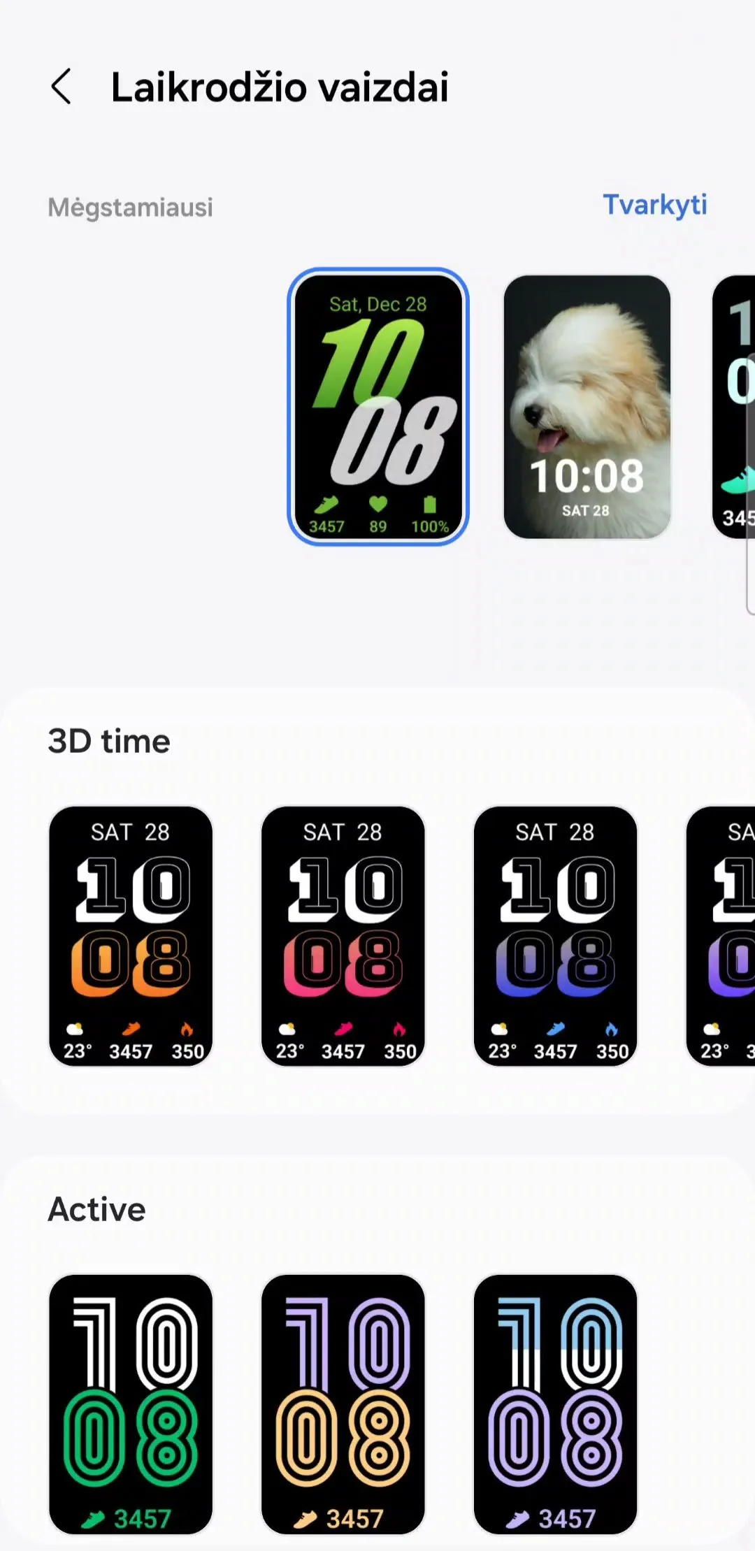 Galaxy Fit3 laikrodžio vaizdai
