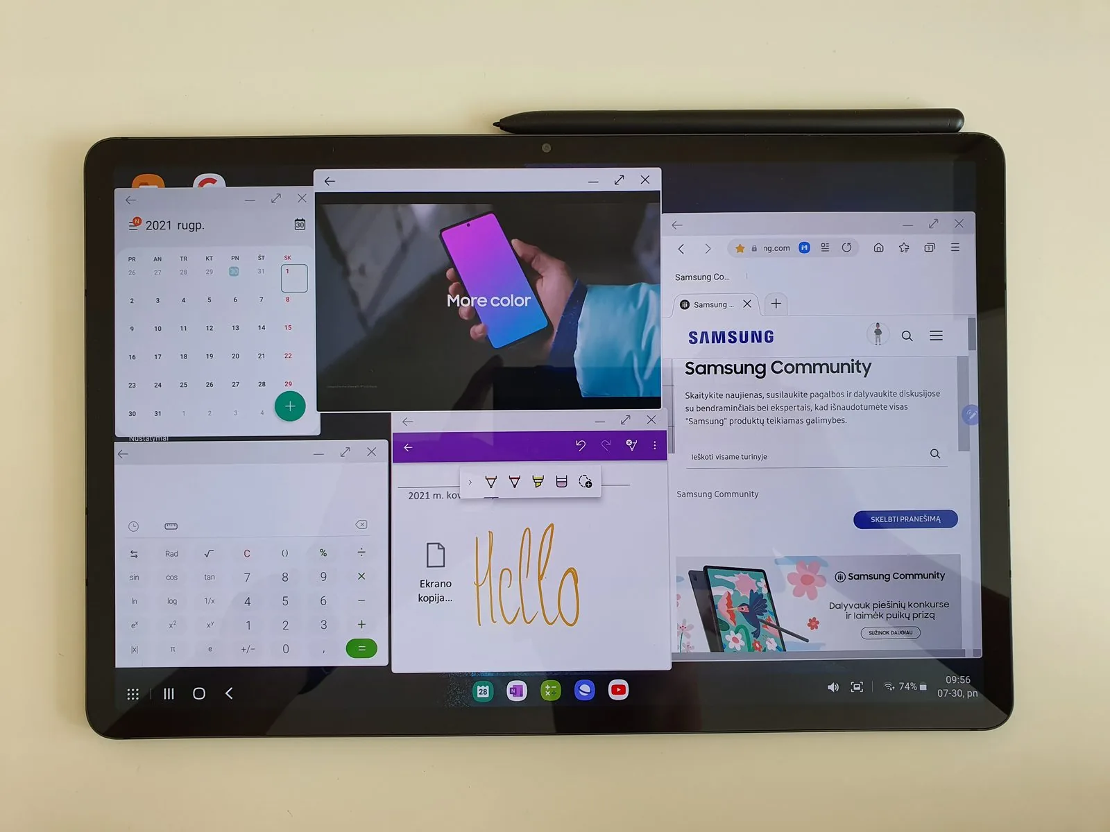 Multitasking on the Galaxy Tab S7+